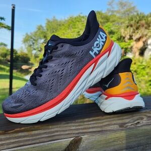 HOKA Men's Clifton 8 Gray Athletic Road Running/Walking Sneakers Shoes Size 11 D
